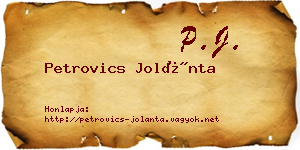 Petrovics Jolánta névjegykártya